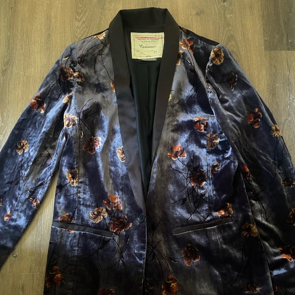 Cartonnier Velvet Floral jacket Blazer Size 4 - Picture 1 of 4